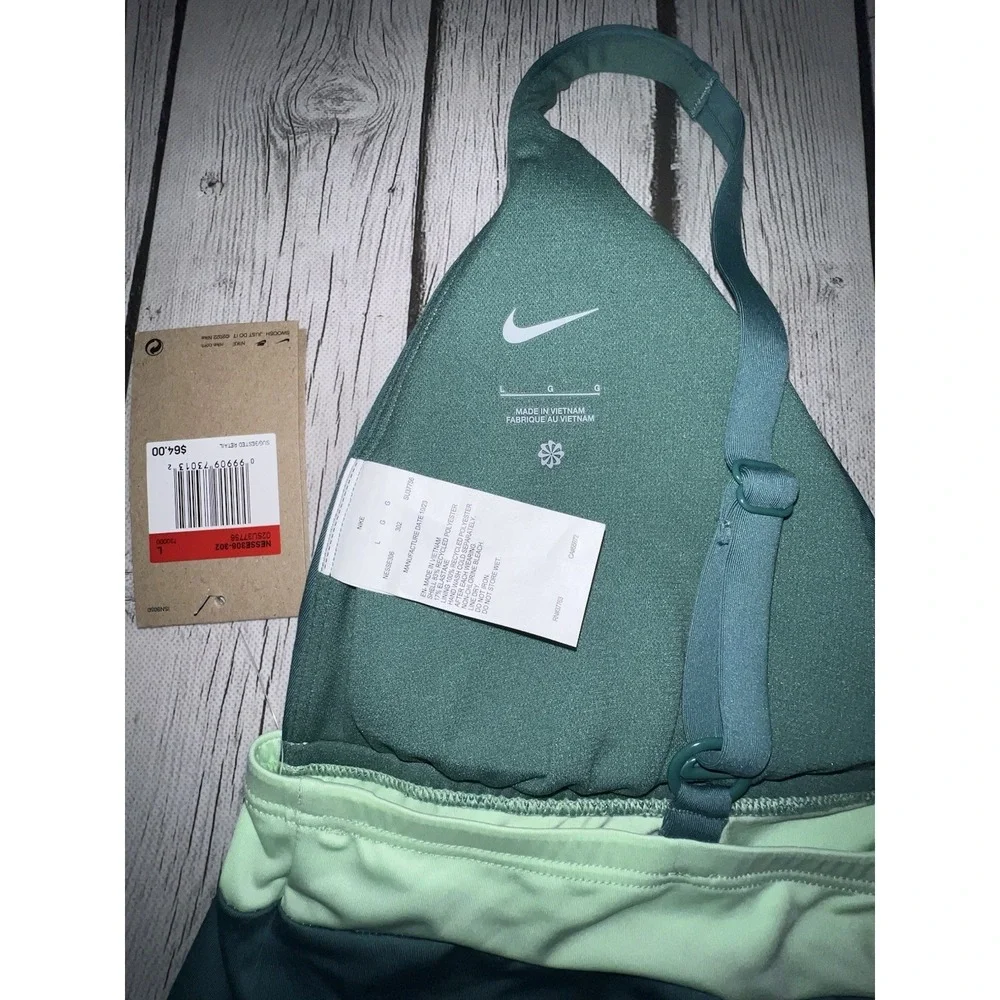 Nike Women's Swim Built-In Bra Tankini Top Green Size Large